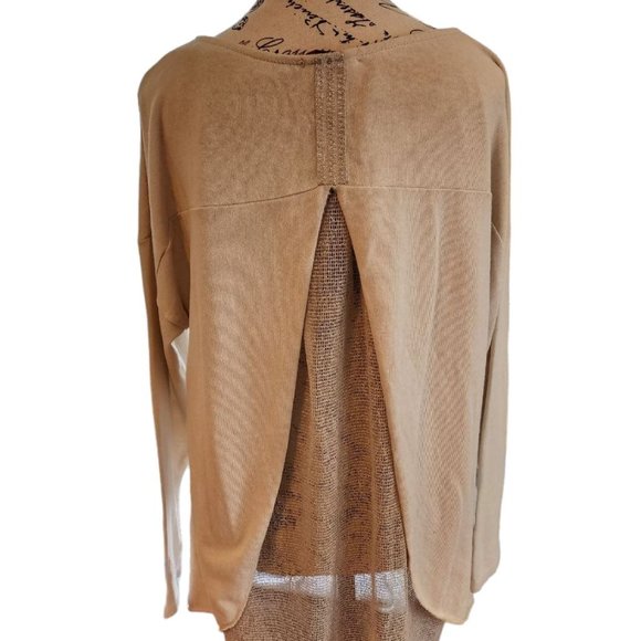 Elissia Blouse Women's Size M Beige Cursive Long Sleeve Made in Italy - Picture 9 of 16